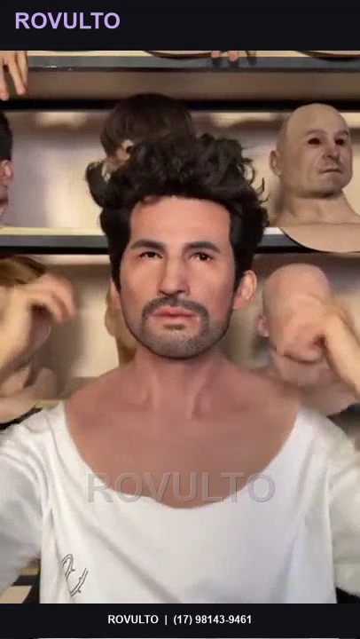 Demonstração de máscara masculina com barba curta